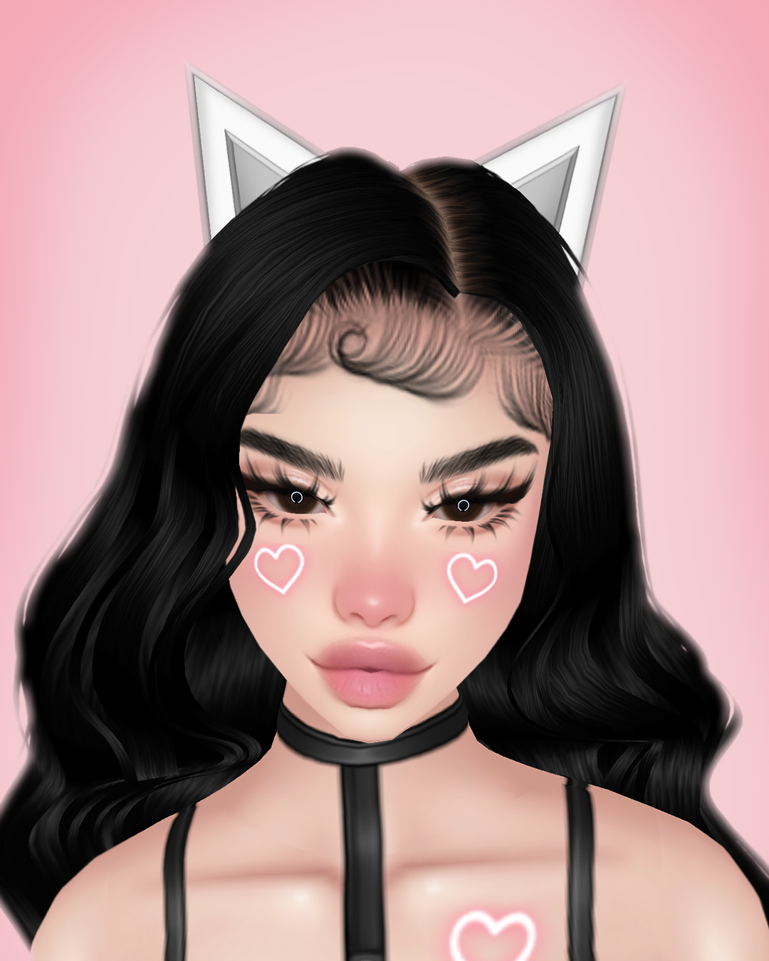 IMVU avatar wearing a 3d Cyberpunk style cat ear mesh made by Kisa.